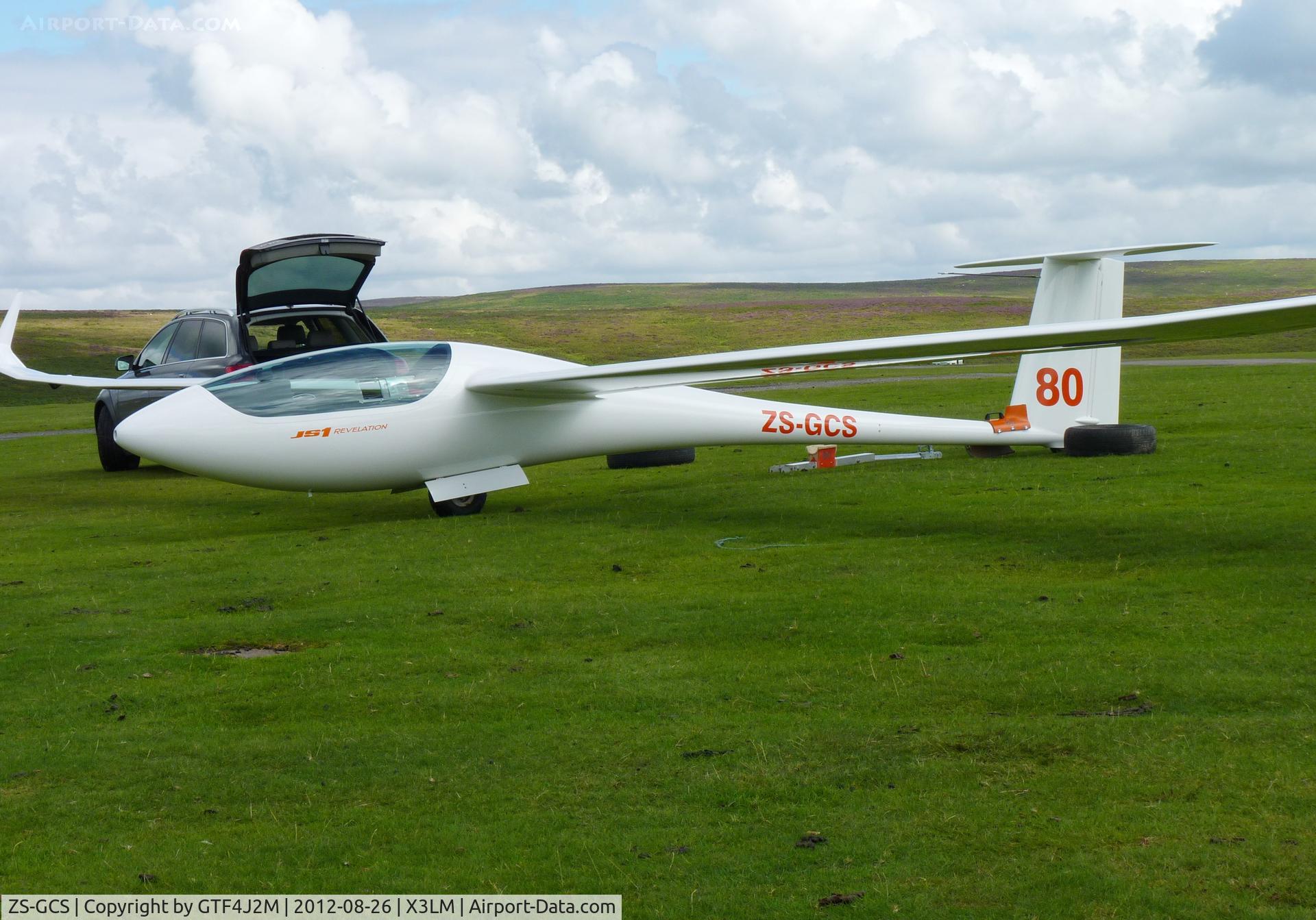ZS-GCS, Jonker Sailplanes JS 1B Revelation C/N 1B-006, ZS-GCS '80' at Long Mynd 26.8.12