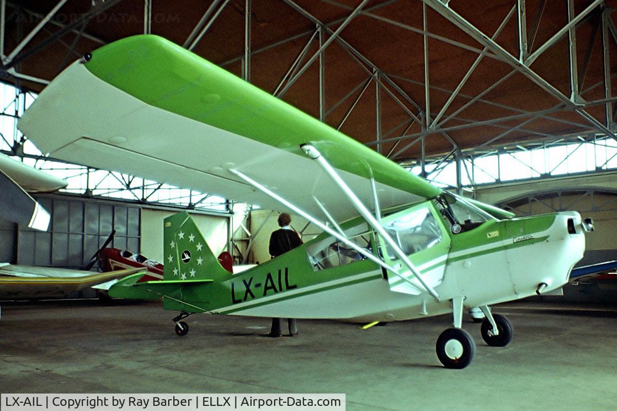 LX-AIL, Bellanca 7ECA Citabria Citabria C/N 1055-74, Bellanca 7ECA Citabria [1055-74] Luxembourg (Findel)~LX 13/09/1981. From a slide.