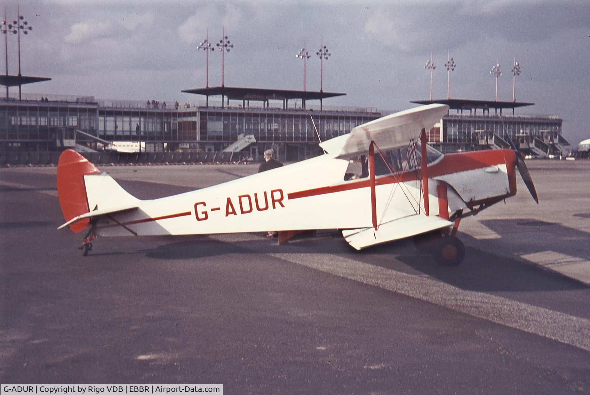 G-ADUR, 1936 De Havilland DH.87B Hornet Moth C/N 8085, Brussels Airport, early 70's.