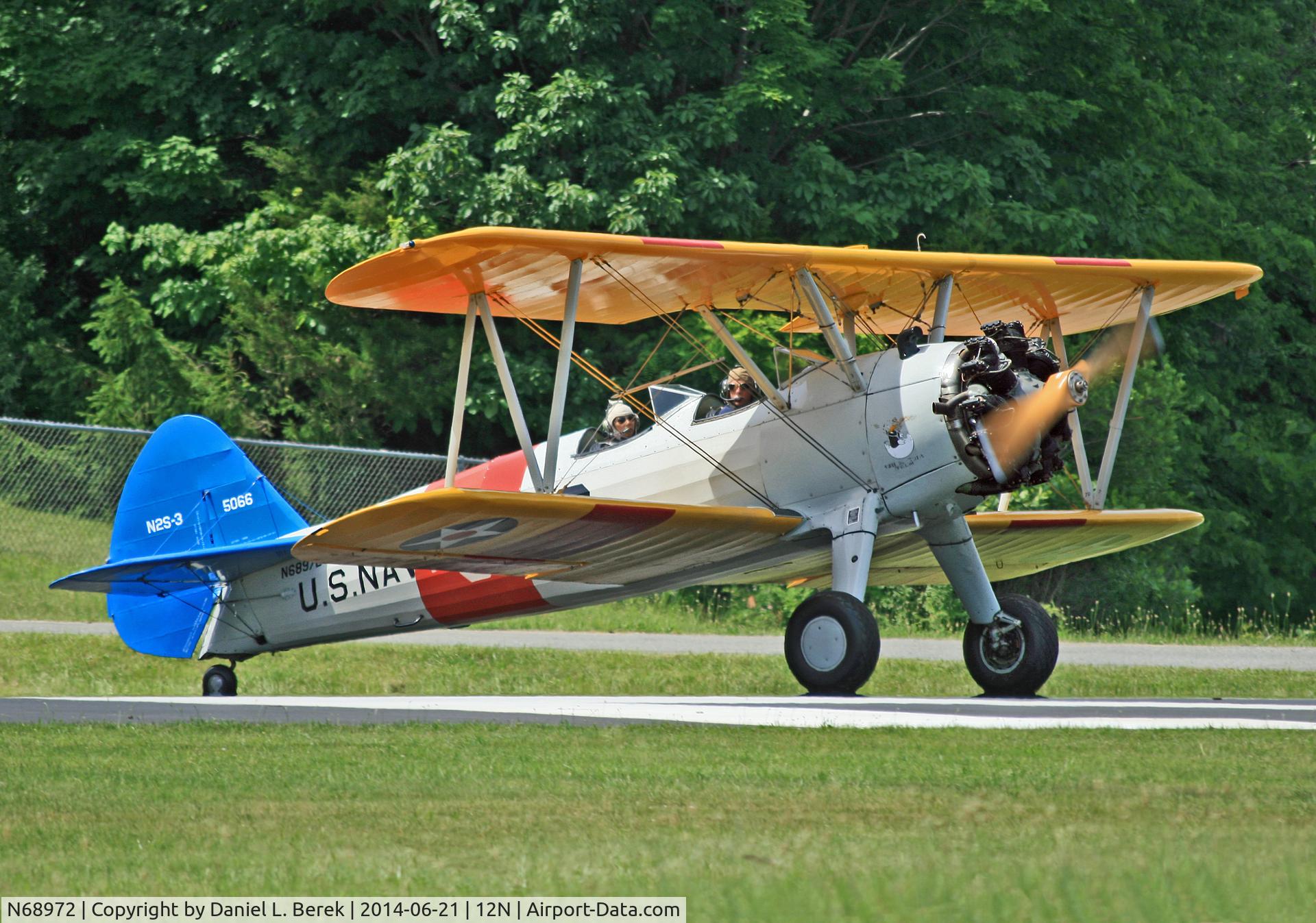 N68972, Boeing B75N1 C/N 75-5066, This beautiful Stearman is part of the Andover Flight Academy fleet, which offers tailwheel training in this bird, as well as a vintage Piper Cub.