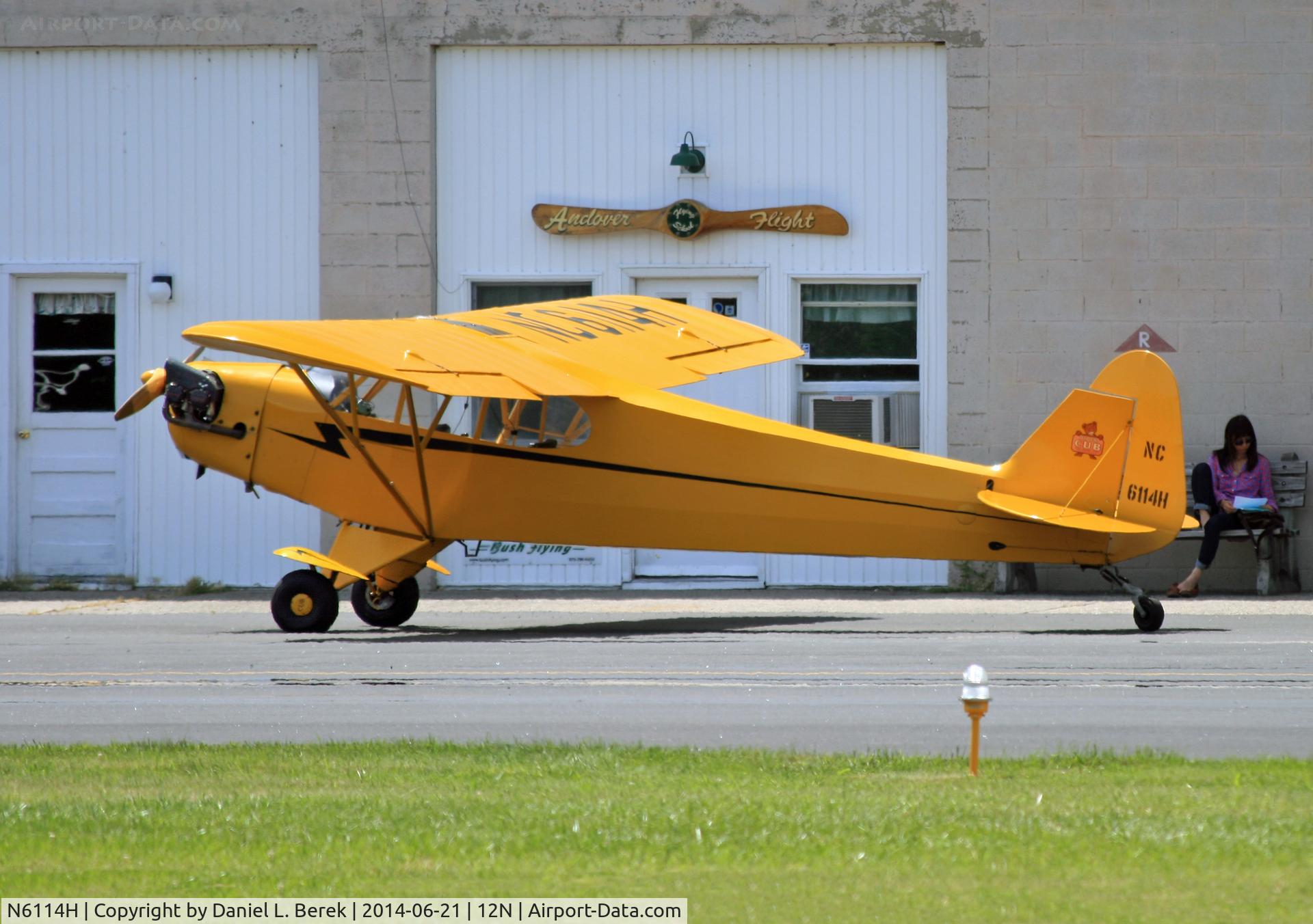 N6114H, 1946 Piper J3C-65 Cub C/N 19275, Andover Flight Academy offers both general flight instruction and tailwheel training in this lovely 1946 Piper Cub.