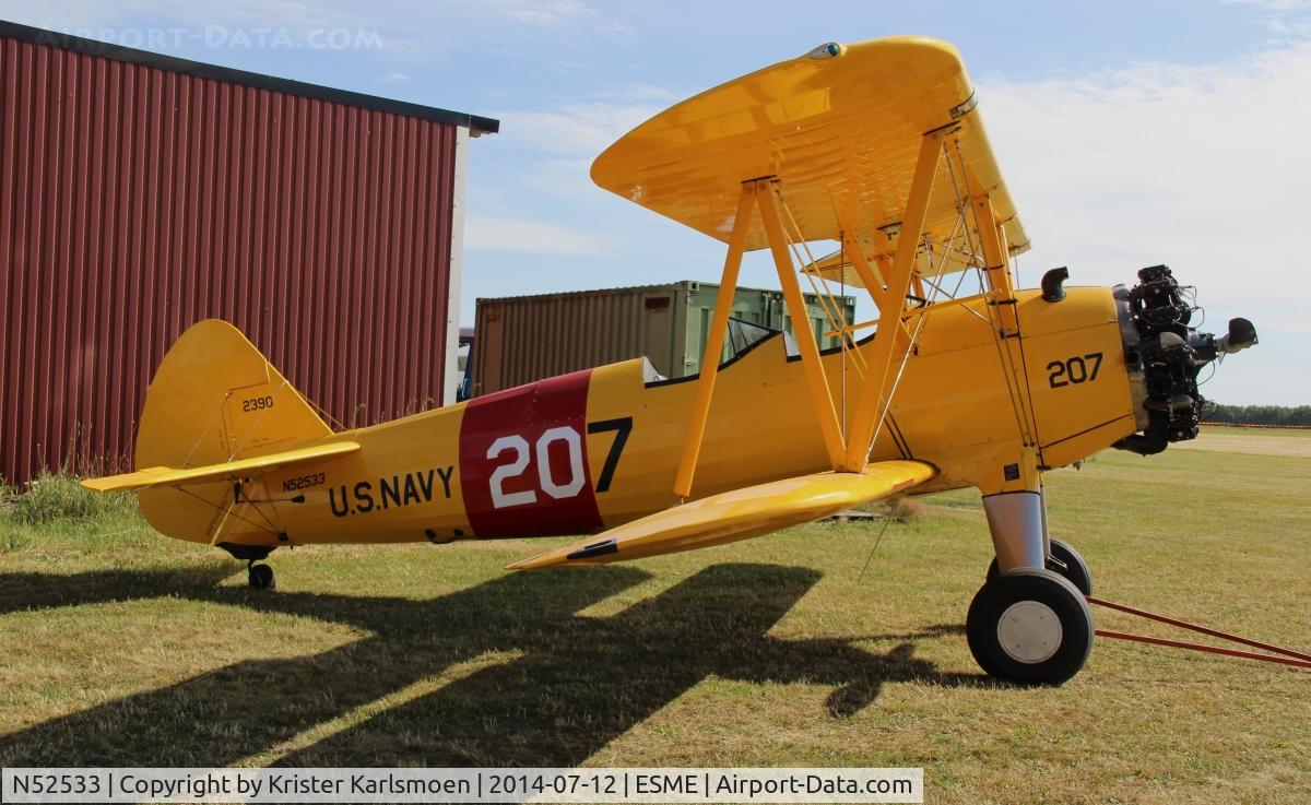 N52533, Boeing A75N1(PT17) C/N 75-2390, At Nordic Aero Expo 2014