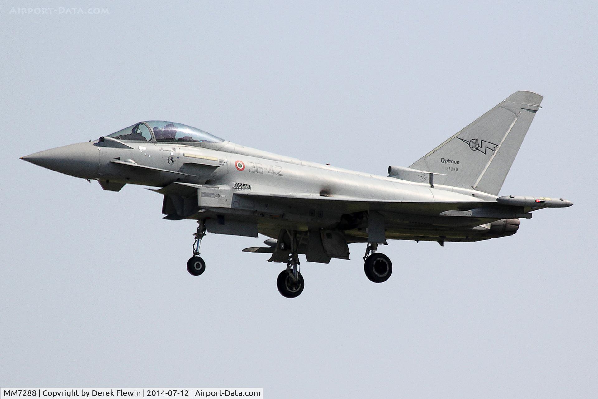 MM7288, Eurofighter EF-2000 Typhoon S C/N IS020, RIAT 2014, EF-2000 Typhoon, 311°Gruppo/RSV  Italian Air Force, low fly by, runway 27 at EGVA.