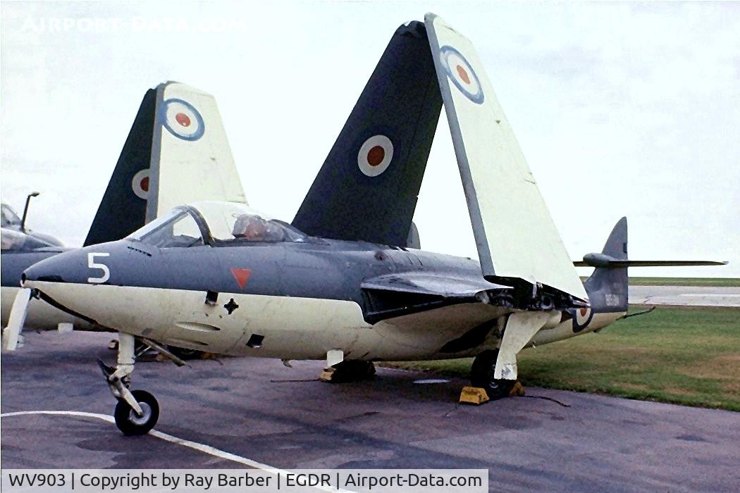 WV903, 1955 Hawker Sea Hawk FGA.6 C/N 6118, Hawker Sea Hawk FGA.4 [AW.6118] (Royal Navy) RNAS Culdrose~G 16/09/1976. From a slide.