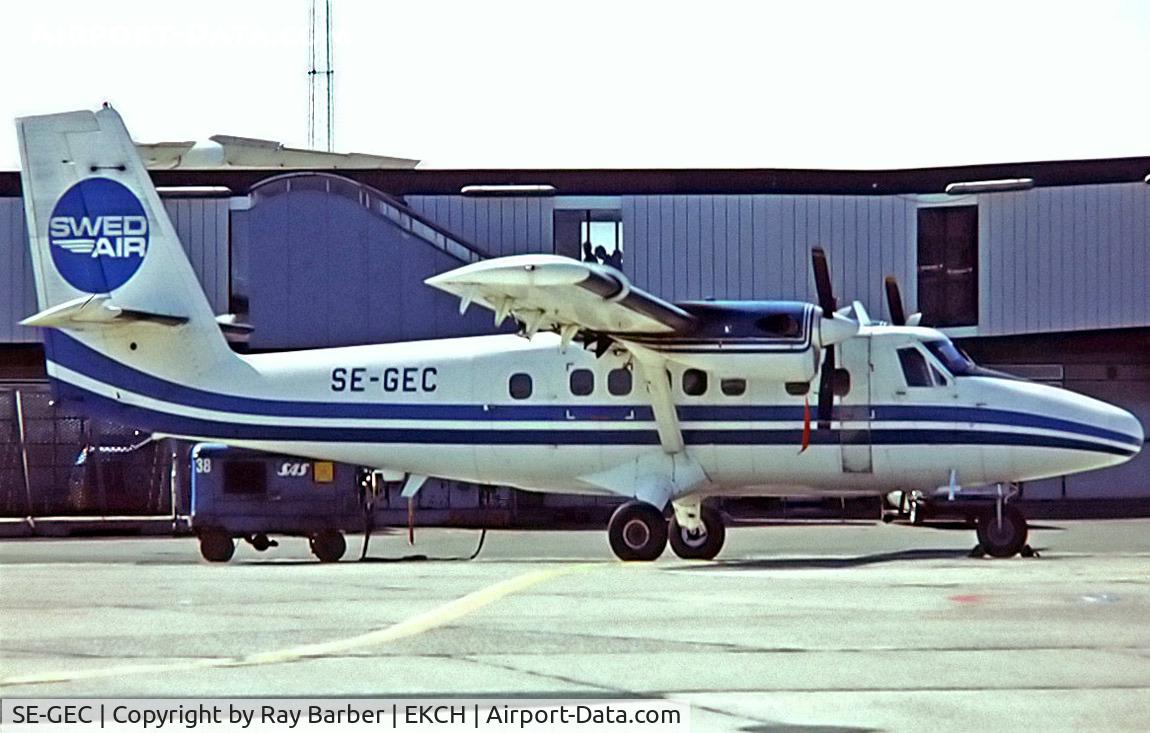 SE-GEC, 1973 De Havilland Canada DHC-6-300 Twin Otter C/N 375, De Havilland Canada DHC-6-300 Twin Otter [375] (Swedair) Copenhagen-Kastrup~OY 07/06/1982. From a slide.