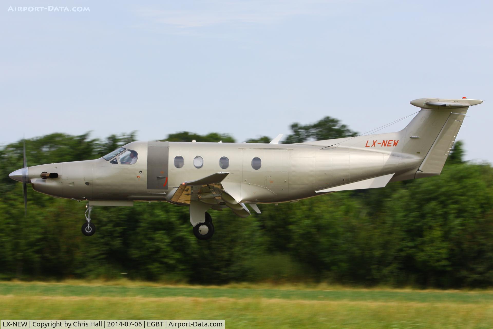 LX-NEW, 2009 Pilatus PC-12/47E C/N 1148, bringing race fans to the British F1 Grand Prix at Silverstone