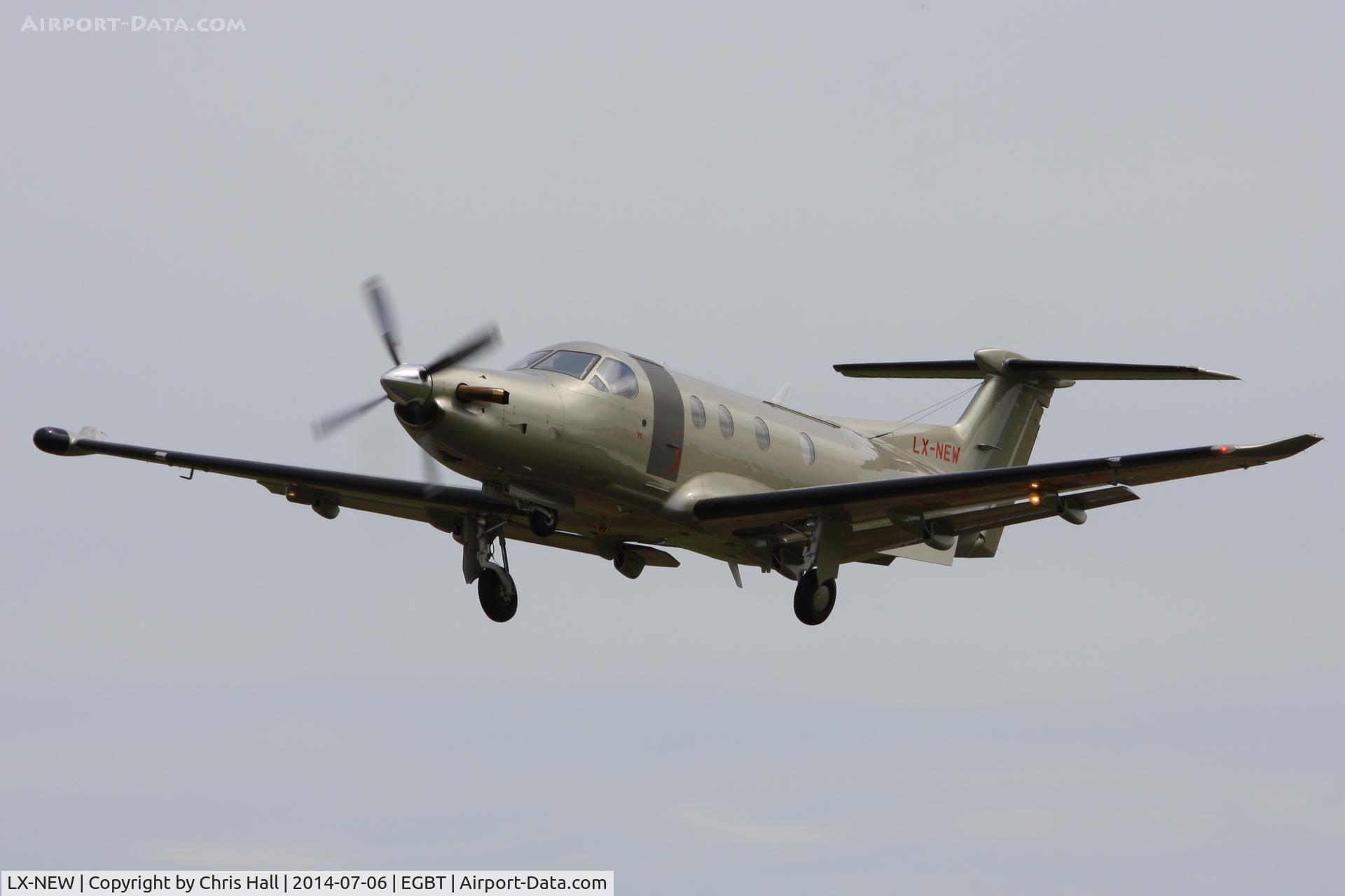 LX-NEW, 2009 Pilatus PC-12/47E C/N 1148, departing from Turweston
