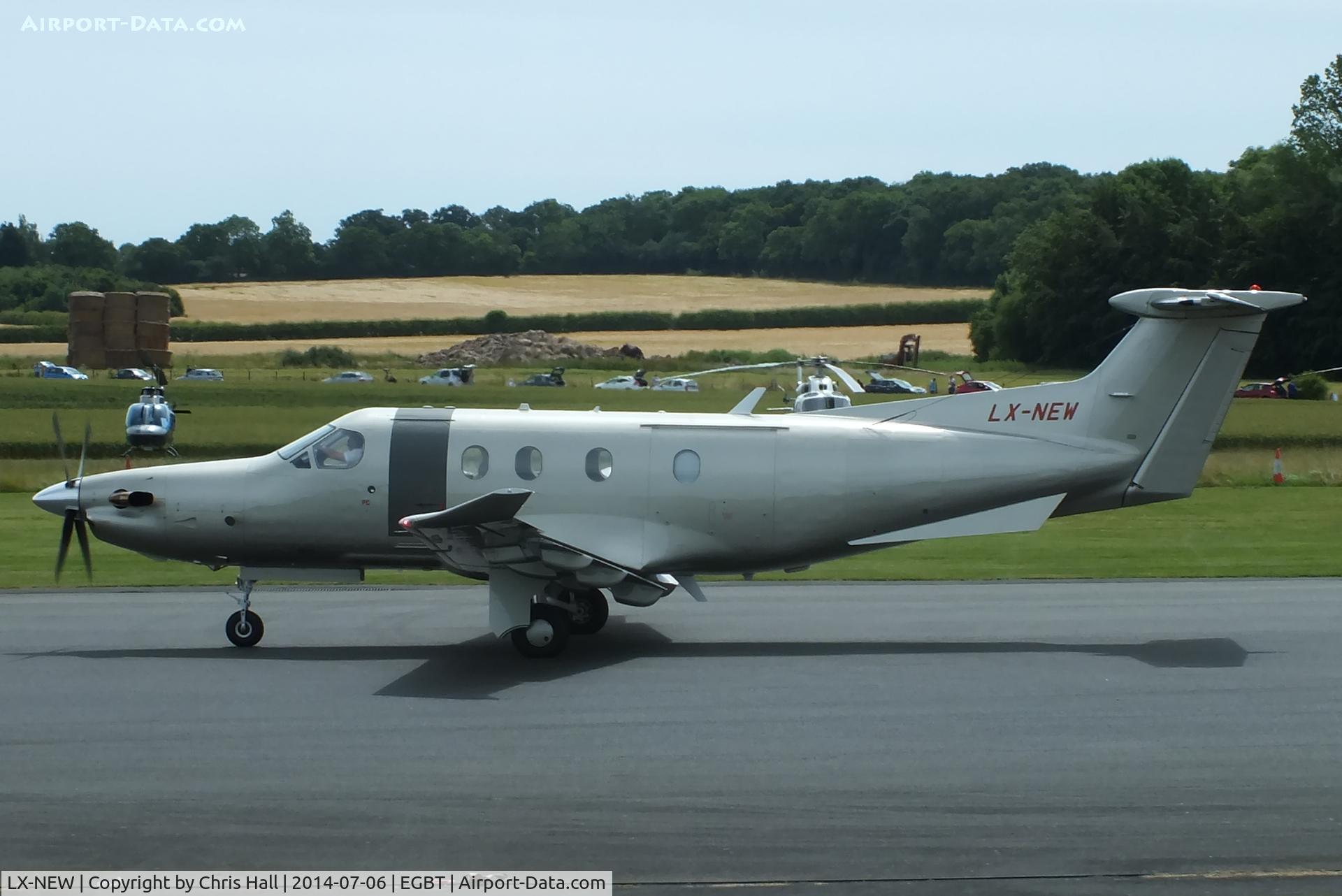 LX-NEW, 2009 Pilatus PC-12/47E C/N 1148, taxiing out from Turweston