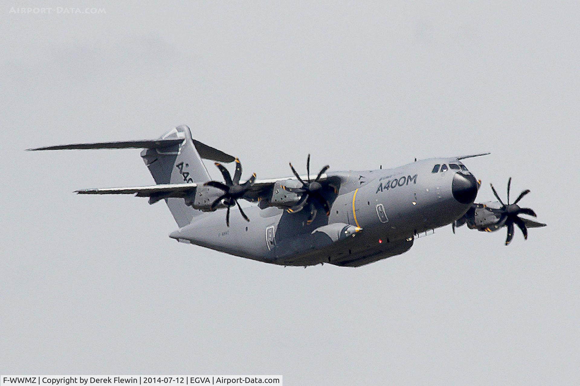 F-WWMZ, 2011 Airbus A400M-180 Atlas C/N 006, RIAT 2014, A400M, future Hercules C-130K replacement, seen running in, runway 09 at EGVA.