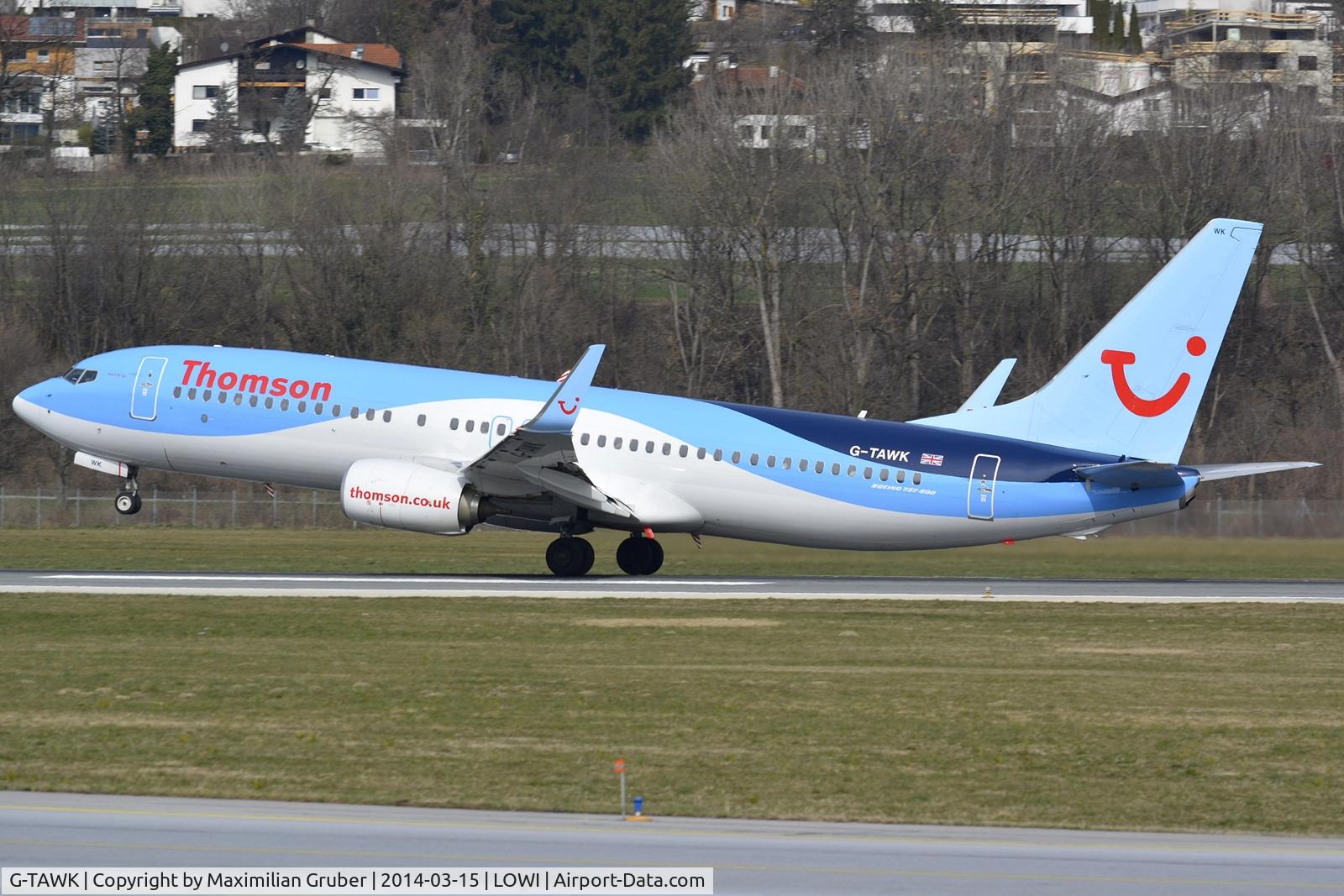 G-TAWK, 2012 Boeing 737-8K5 C/N 37239, Thomson Airways