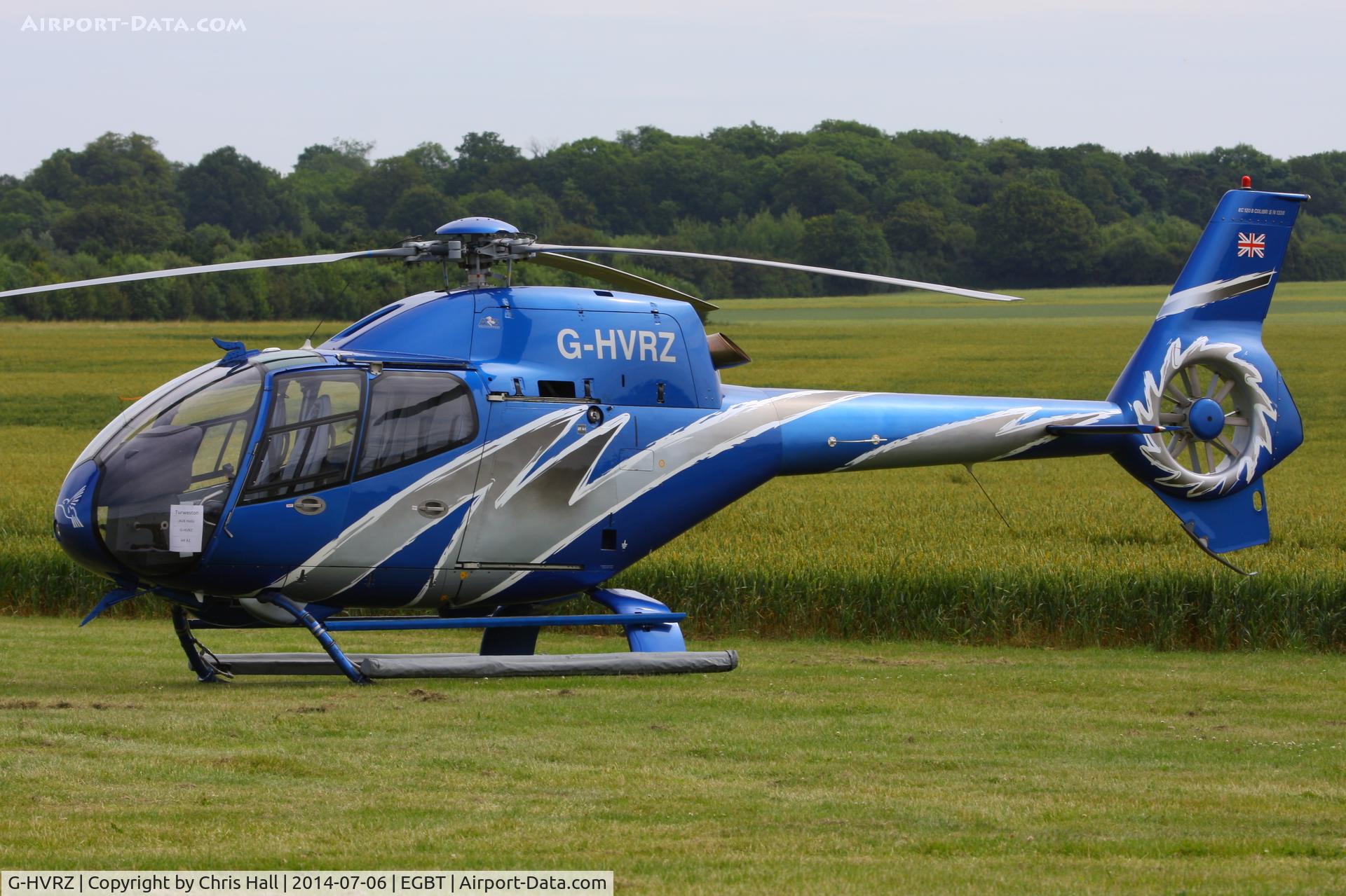 G-HVRZ, 2003 Eurocopter EC-120B Colibri C/N 1338, ferrying race fans to the British F1 Grand Prix at Silverstone