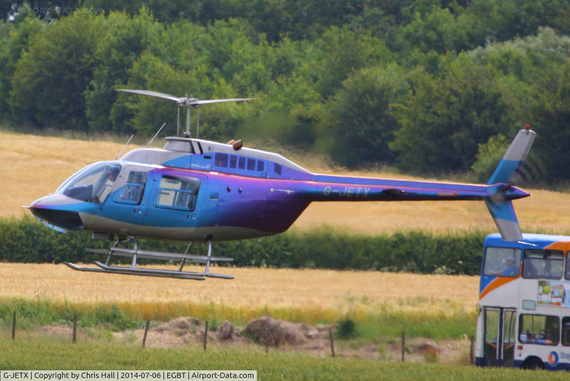 G-JETX, 1981 Bell 206B JetRanger III C/N 3208, ferrying race fans to the British F1 Grand Prix at Silverstone