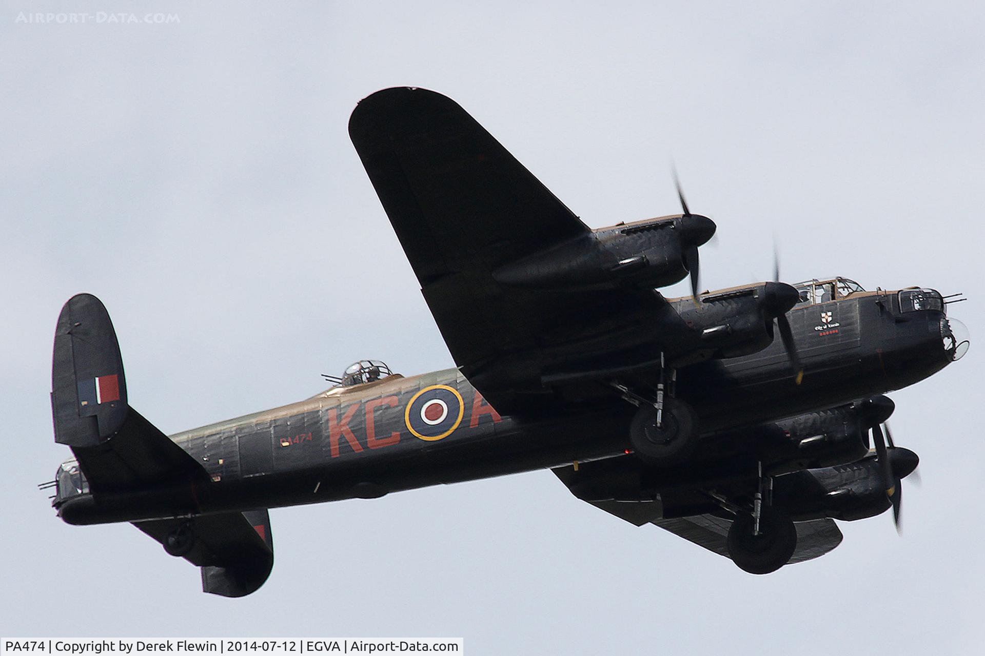 PA474, 1945 Avro 683 Lancaster B1 C/N VACH0052/D2973, RIAT 2014, Lancaster B1, Battle of Britain Memorial Flight, seen overflying the Domestic Site at RAF Fairford.