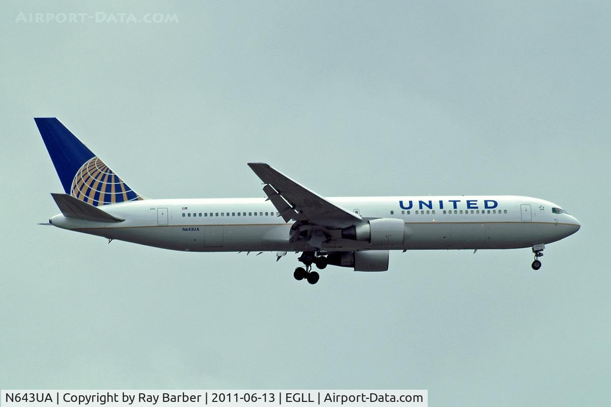 N643UA, 1991 Boeing 767-322/ER C/N 25093, Boeing 767-322ER [25093] (United Airlines) Home~G 13/06/2011. On approach 27L.