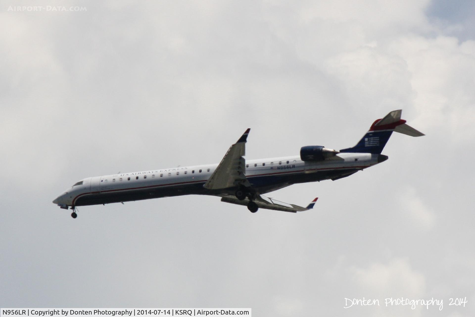 N956LR, 2005 Bombardier CRJ-900ER (CL-600-2D24) C/N 15056, US Air Flight 2886 operated by Mesa (N956LR) arrives at Sarasota-Bradenton International Airport following a flight from Charlotte-Douglas International Airport