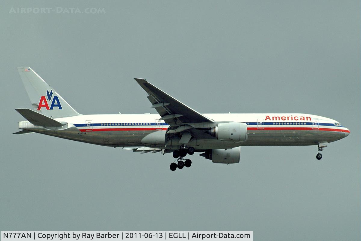N777AN, 1999 Boeing 777-223 C/N 29585, Boeing 777-223ER [29585] (American Airlines) Home~G 13/06/2011. On approach 27L.