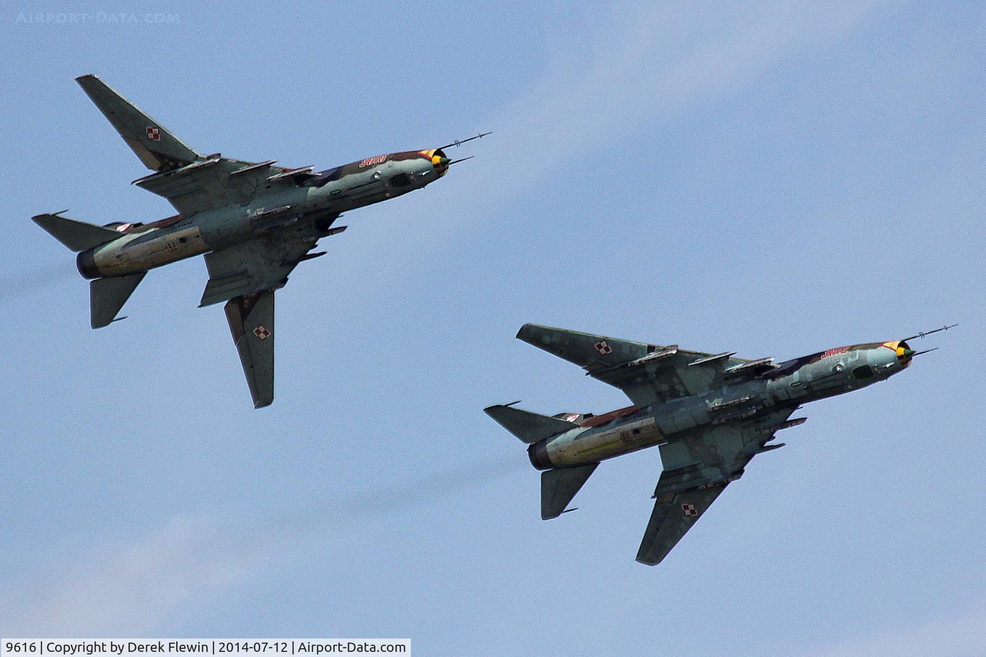 9616, Sukhoi Su-22M-4 C/N 29616, Riat 2014, SU-22M, NATO Code-Name, FITTER, seen leading 3612, runway 09 at EGVA.