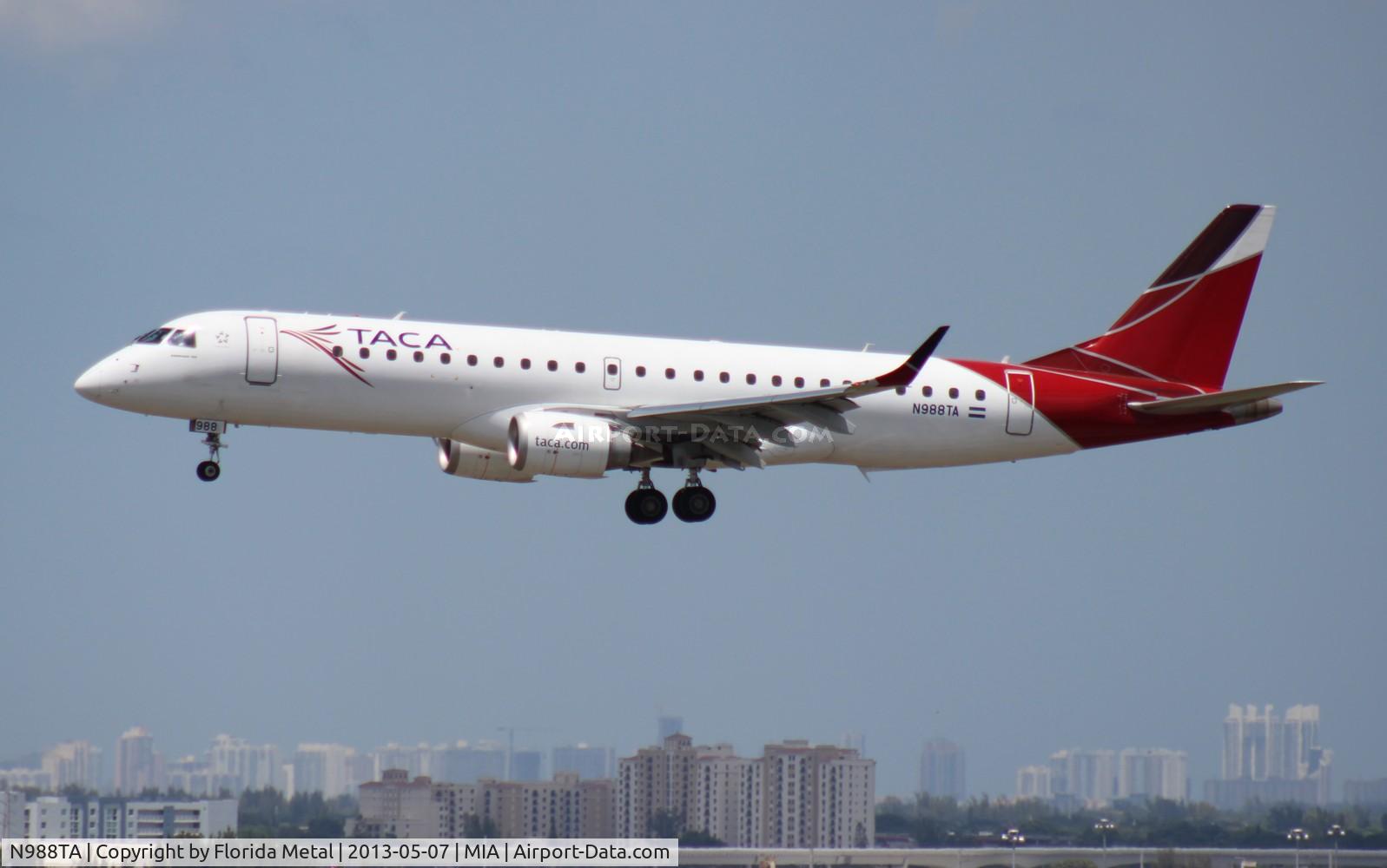N988TA, 2010 Embraer ERJ-190-100 IGW 190AR C/N 19000399, Taca E190