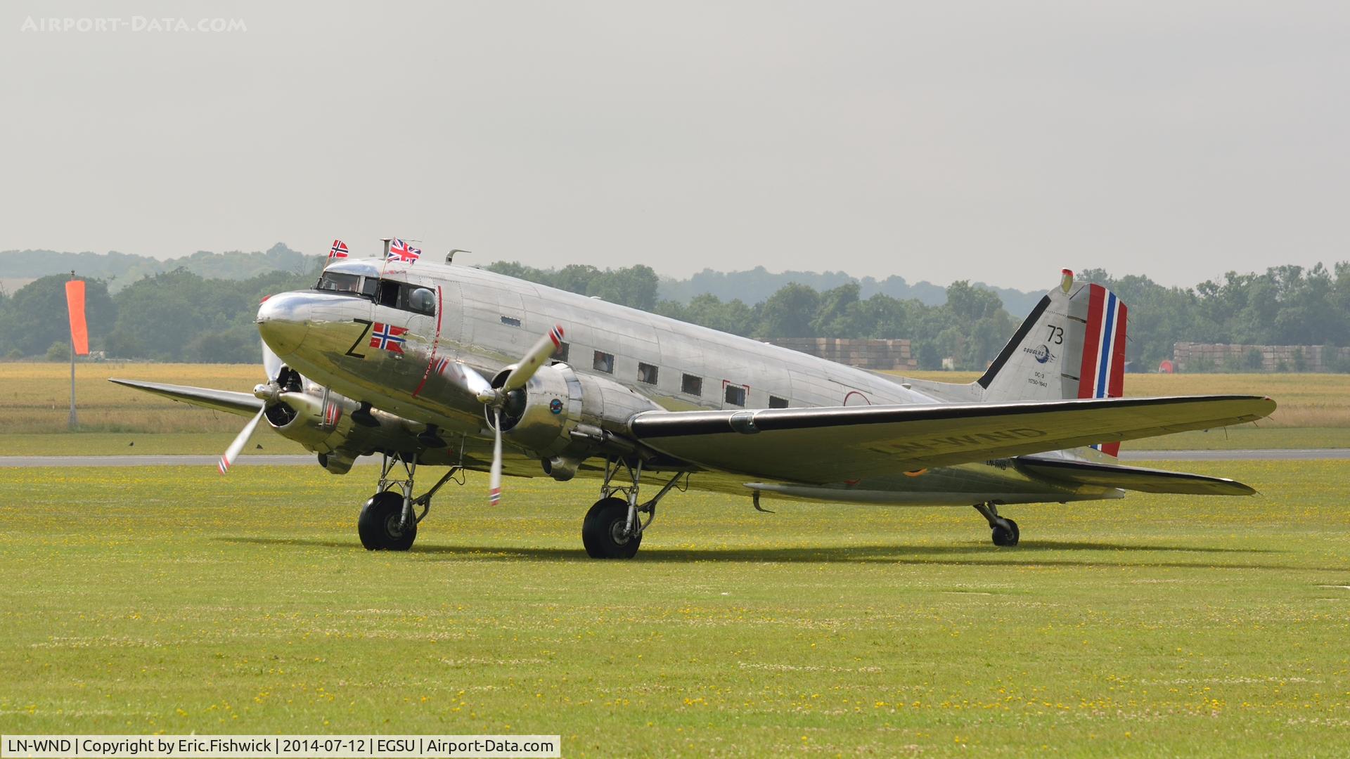 LN-WND, 1943 Douglas C-53D-DO Skytrooper (DC-3A) C/N 11750, 3. LN-WND at The Flying Legends Air Show, IWM Duxford. July,2014.