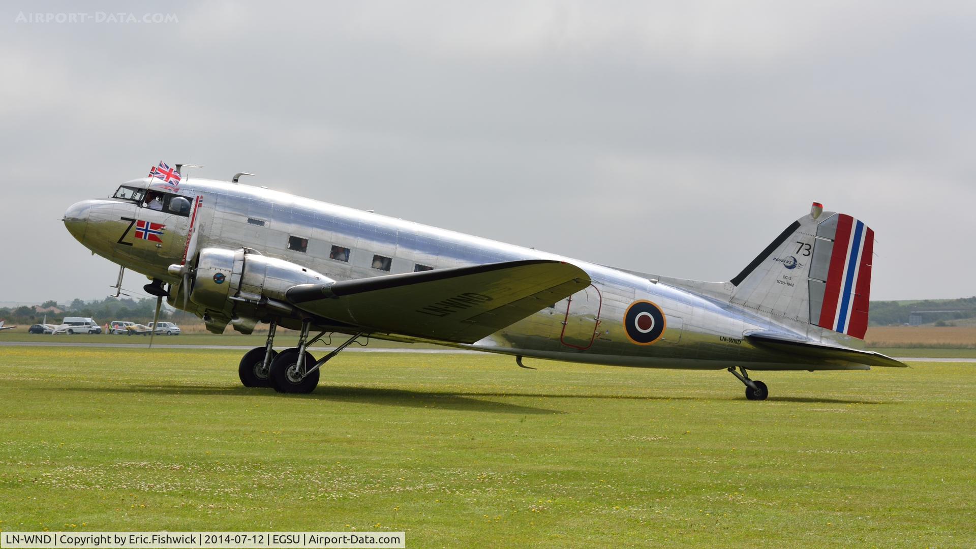 LN-WND, 1943 Douglas C-53D-DO Skytrooper (DC-3A) C/N 11750, 1. LN-WND at The Flying Legends Air Show, IWM Duxford. July,2014.