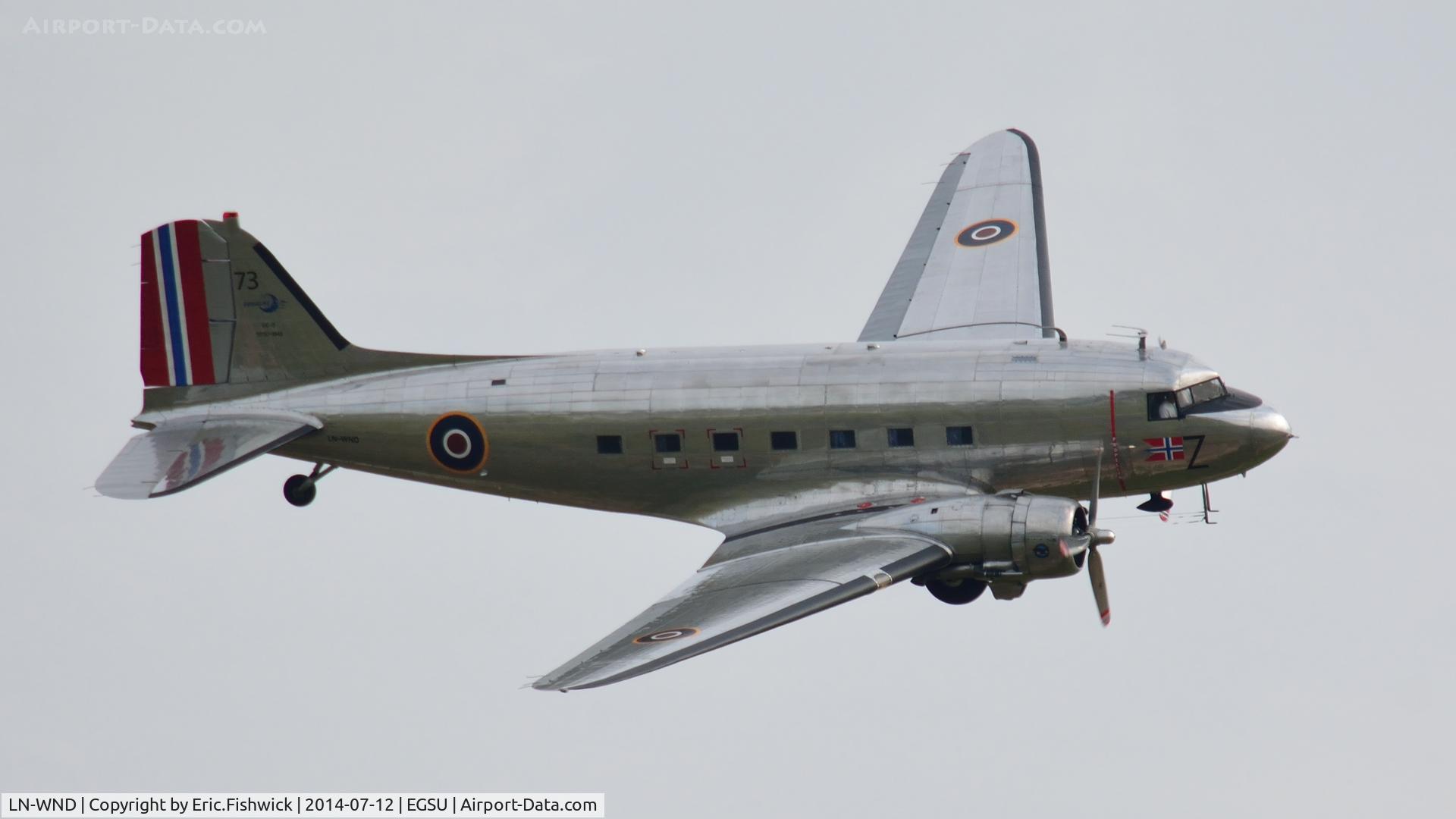 LN-WND, 1943 Douglas C-53D-DO Skytrooper (DC-3A) C/N 11750, 42. LN-WND at The Flying Legends Air Show, IWM Duxford. July,2014.