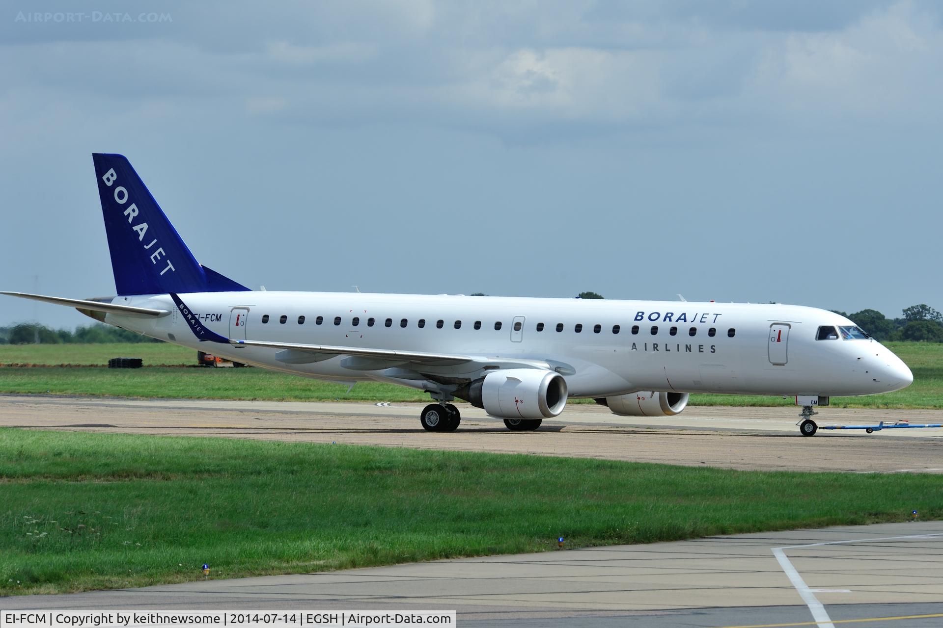 EI-FCM, 2008 Embraer 190LR (ERJ-190-100LR) C/N 19000230, Leaving following spray to Borajet colour scheme.