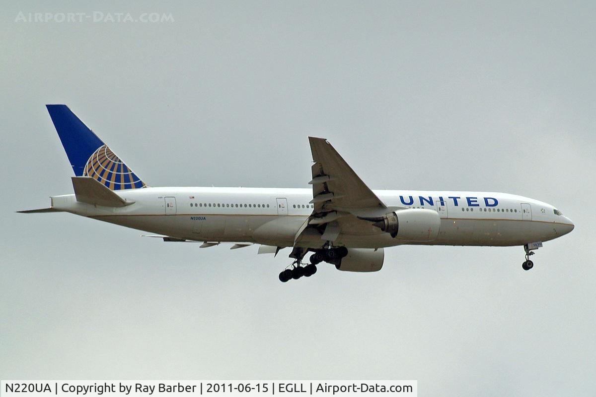 N220UA, 2001 Boeing 777-222 C/N 30223, Boeing 777-222 [30223] (United Airlines) Home~G 15/06/2011. On approach 27L.