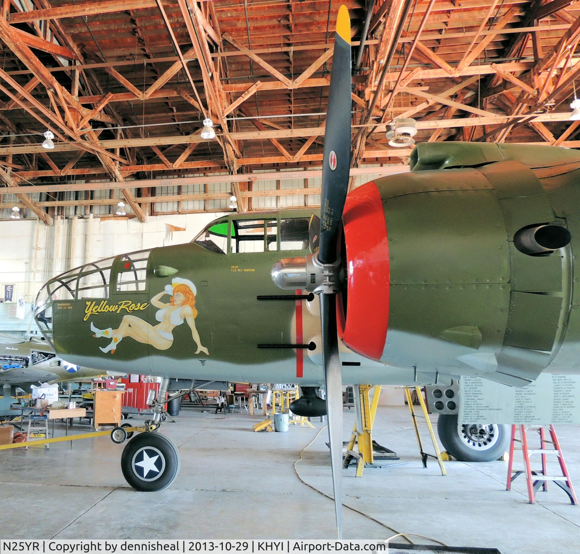 N25YR, 1943 North American TB-25N Mitchell C/N 108-34881, 1943 NORTH AMERICAN TB-25N, THE YELLOW ROSE OF TEXAS IN HER HANGER IN SAN MARCOS, TEXAS