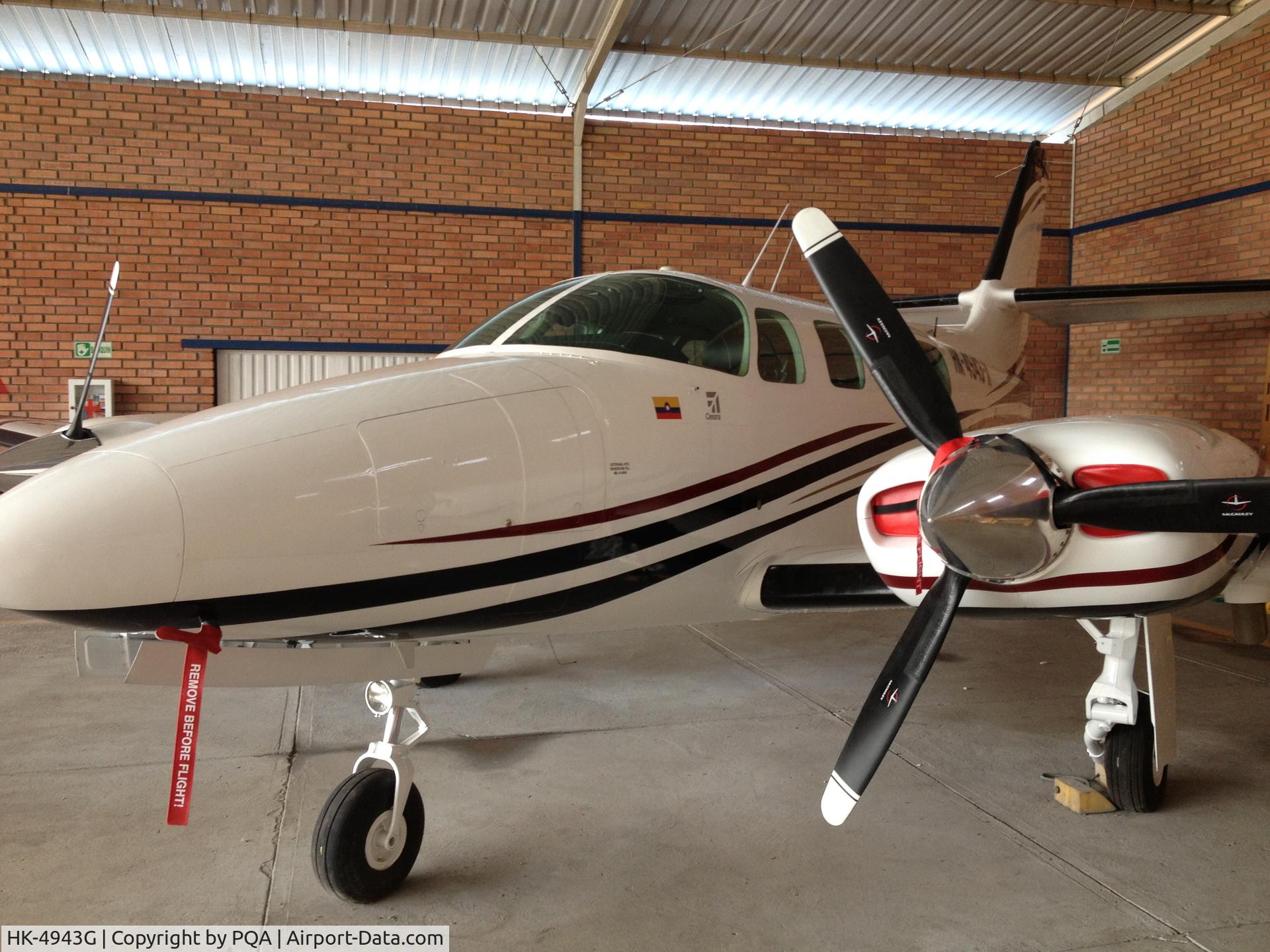 HK-4943G, 1982 Cessna T303 Crusader Crusader C/N T30300060, At hangar
