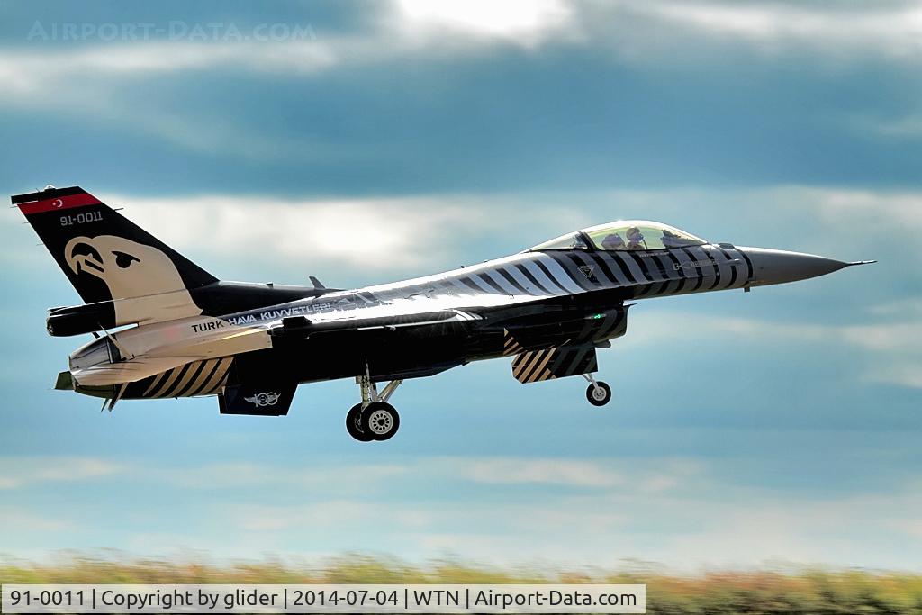 91-0011, TAI (Turkish Aerospace Industries) F-16C Fighting Falcon C/N 4R-91, finals after stunning display