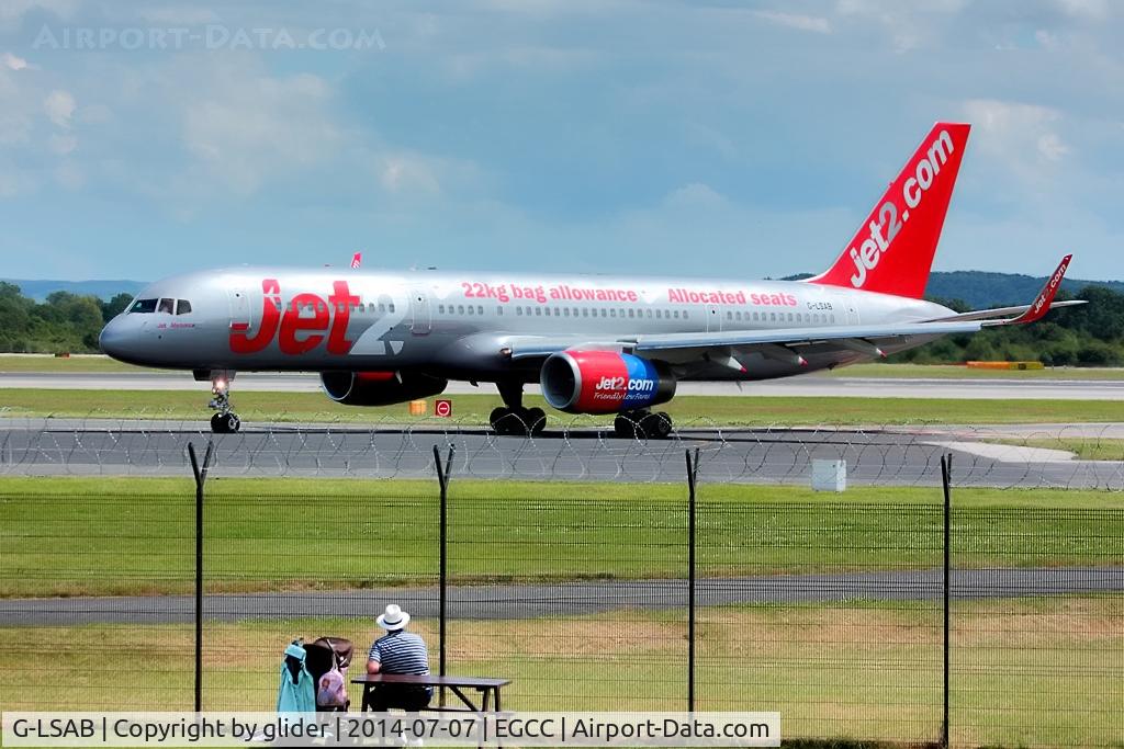 G-LSAB, 1988 Boeing 757-27B C/N 24136, taxying to stand