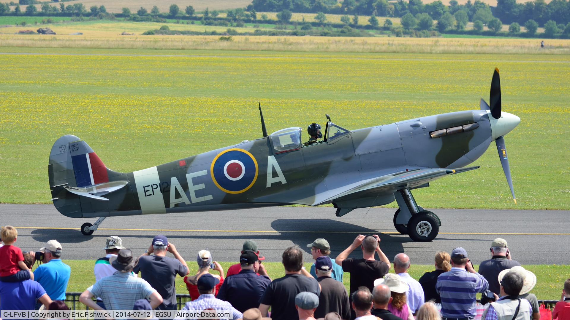 G-LFVB, 1942 Supermarine 349 Spitfire LF.Vb C/N CBAF.2403, 5. EP120 at The Flying Legends Air Show, IWM Duxford. July,2014.