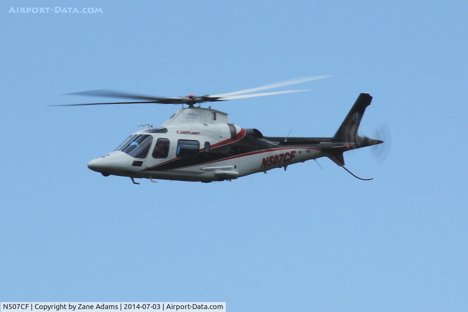 N507CF, 2000 Agusta A-109E Power C/N 11067, TriState Care Flight Aeromedical spotted over the Pecos River canyon - Horse back accident victim airlifted out of the Santa Fe National Forest
