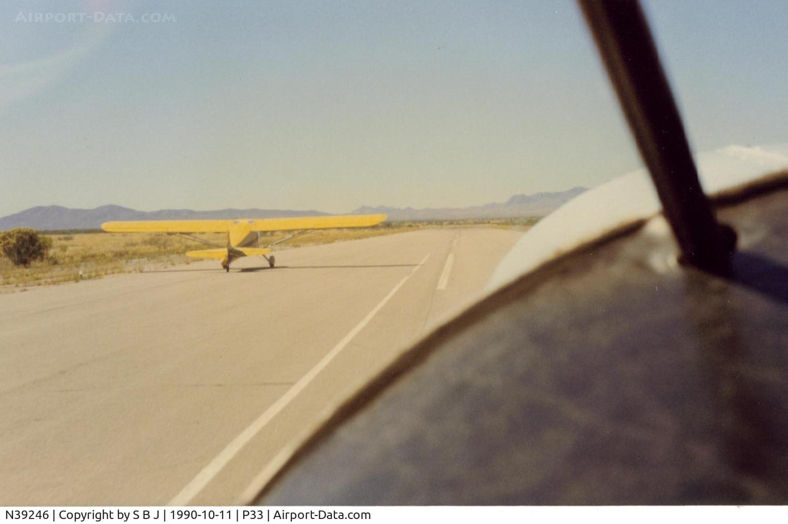 N39246, 1945 Taylorcraft BC12-D C/N 6500, Picture of Tcraft 246 from out of Tcraft 932 as we taxi out at the Cochise Co. Az. airport.