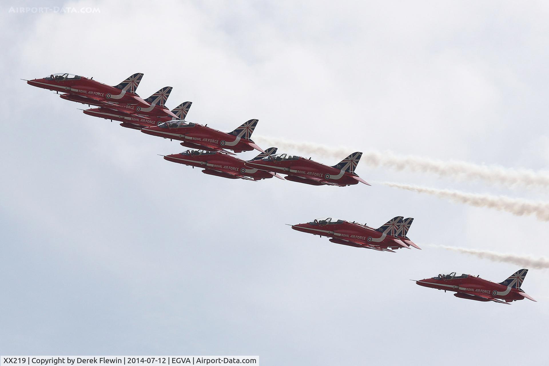 XX219, 1978 Hawker Siddeley Hawk T.1A C/N 055/312055, RIAT 2014, Hawk T.1A, flown by, Team leader, Sqn Ldr Jim Turner, Red1.