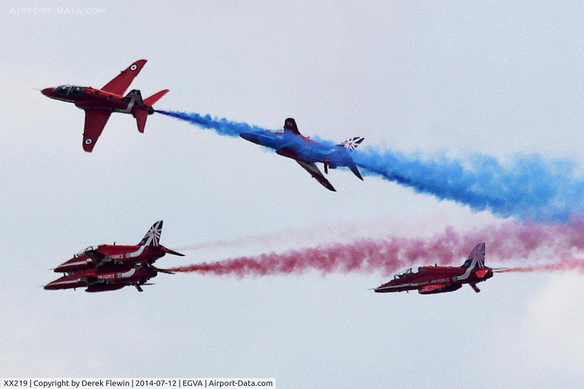 XX219, 1978 Hawker Siddeley Hawk T.1A C/N 055/312055, RIAT 2014, Hawk T.1A, flown by, Team leader, Sqn Ldr Jim Turner, Red1.