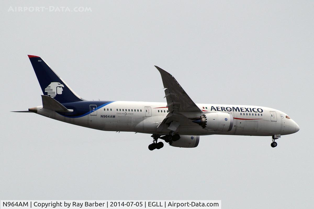 N964AM, 2013 Boeing 787-8 Dreamliner C/N 35307, Boeing 787-8 Dreamliner [35307] (Aeromexico) Home~G 05/07/2014. On approach 27L.