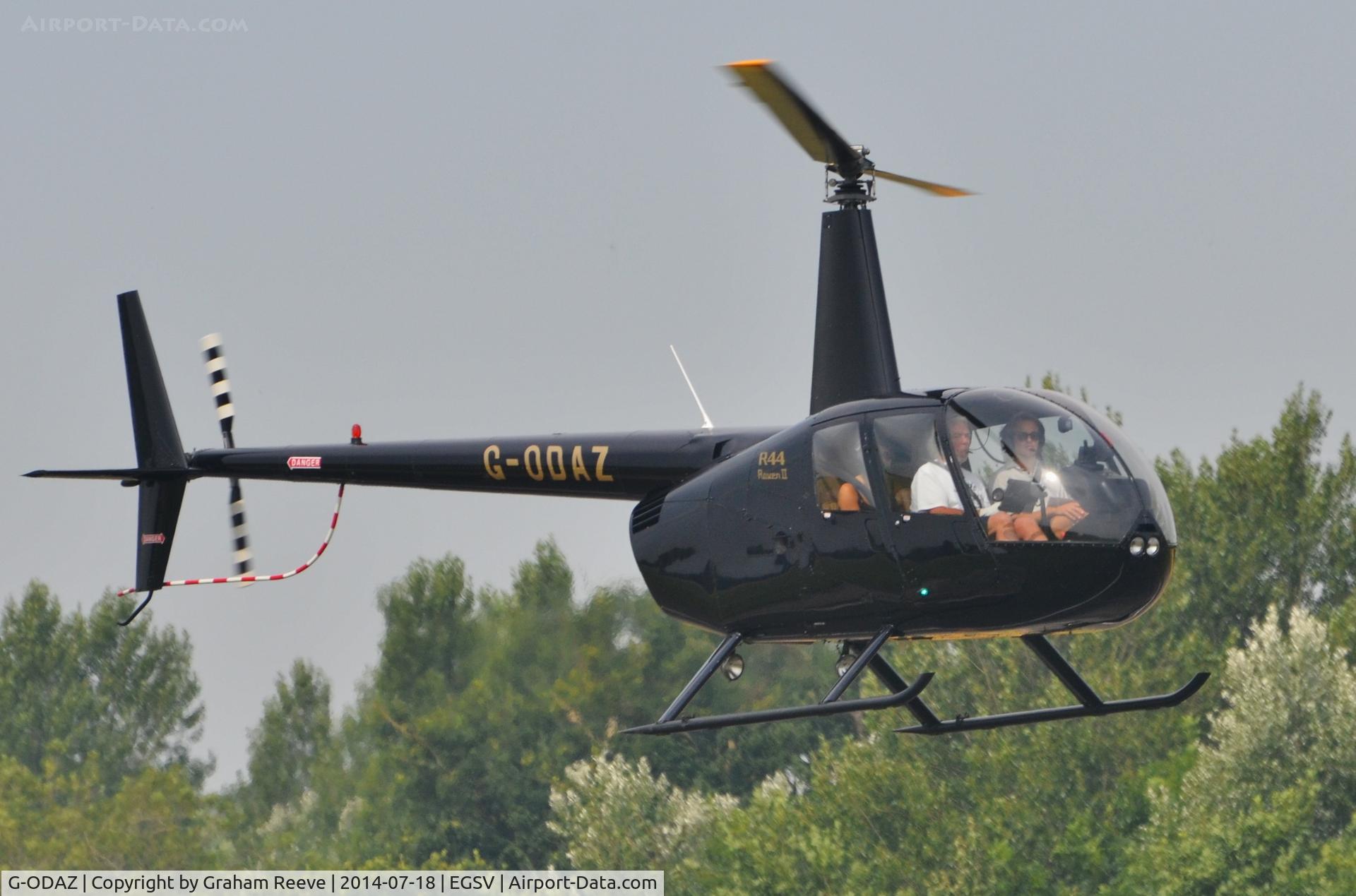 G-ODAZ, 2008 Robinson R44 II C/N 12167, About to land at Old Buckenham.