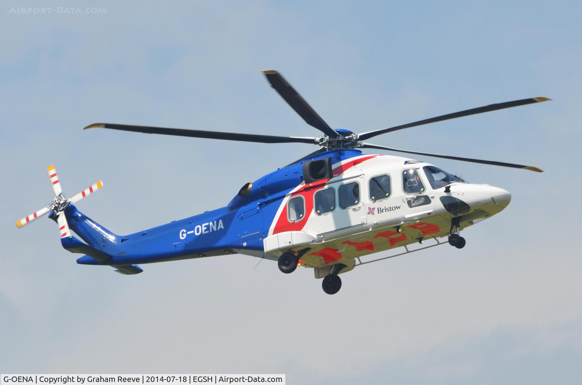 G-OENA, 2013 AgustaWestland AW189 C/N 49007, About to land on runway 