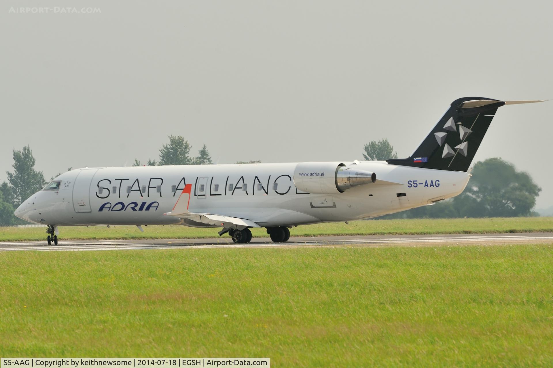 S5-AAG, 2000 Canadair CRJ-200LR (CL-600-2B19) C/N 7384, Leaving for Turin with Norwich City FC.