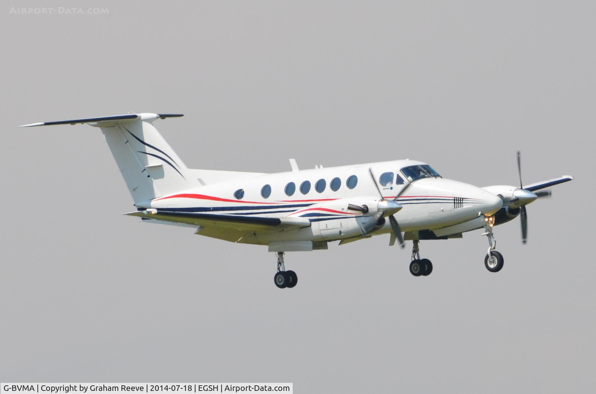 G-BVMA, 1980 Beech 200 Super King Air C/N BB-797, About to land on runway 