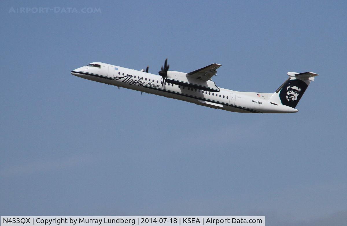 N433QX, 2008 Bombardier DHC-8-402 Dash 8 C/N 4210, Taking off at Seattle.