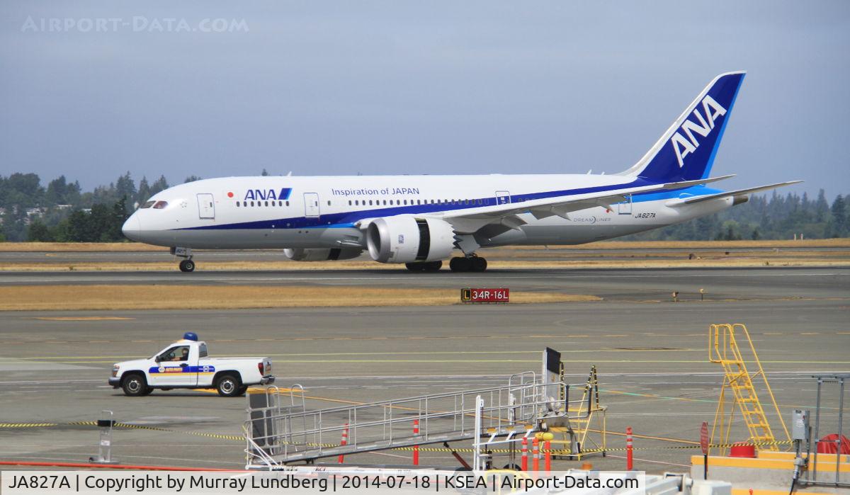 JA827A, 2013 Boeing 787-8 Dreamliner C/N 34509, Taxiing after landing at Seattle.