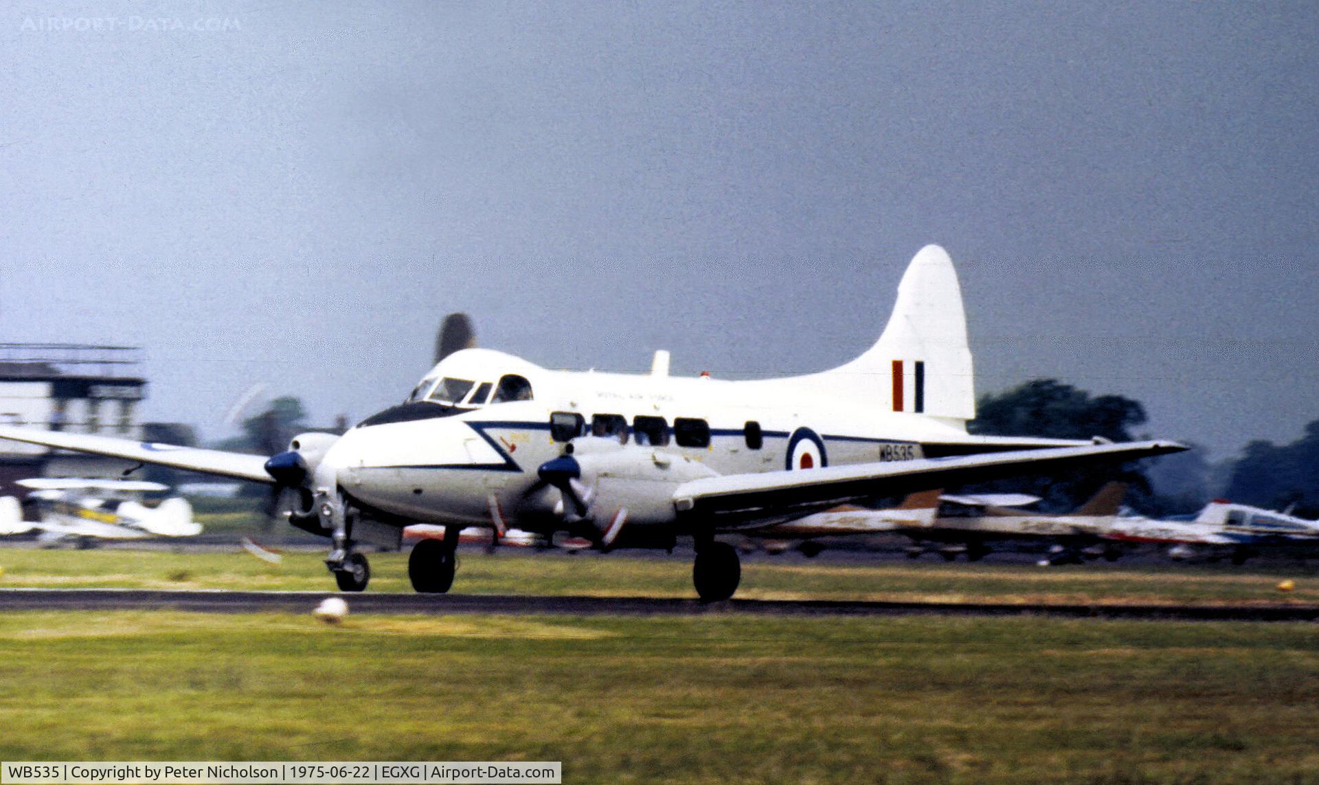 WB535, 1949 De Havilland DH-104 Devon C.2 C/N 04271, This Devon C.2 attended the 1975 RAF Church Fenton Airshow.