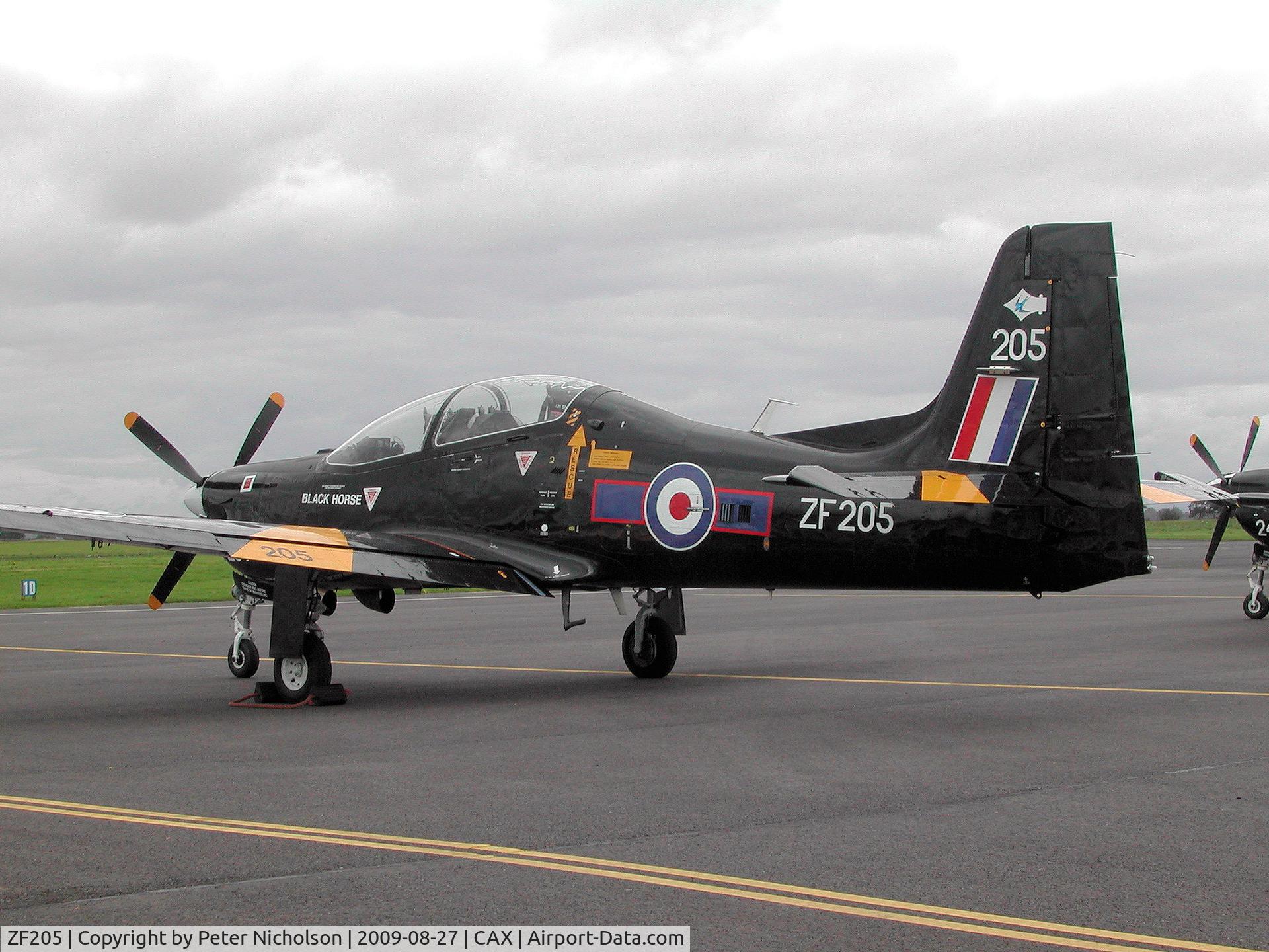 ZF205, 1989 Short S-312 Tucano T1 C/N S030/T30, Tucano T.1 of 1 Flying Training School at RAF Linton-on-Ouse on a visit to Carlisle in the Summer of 2009.
