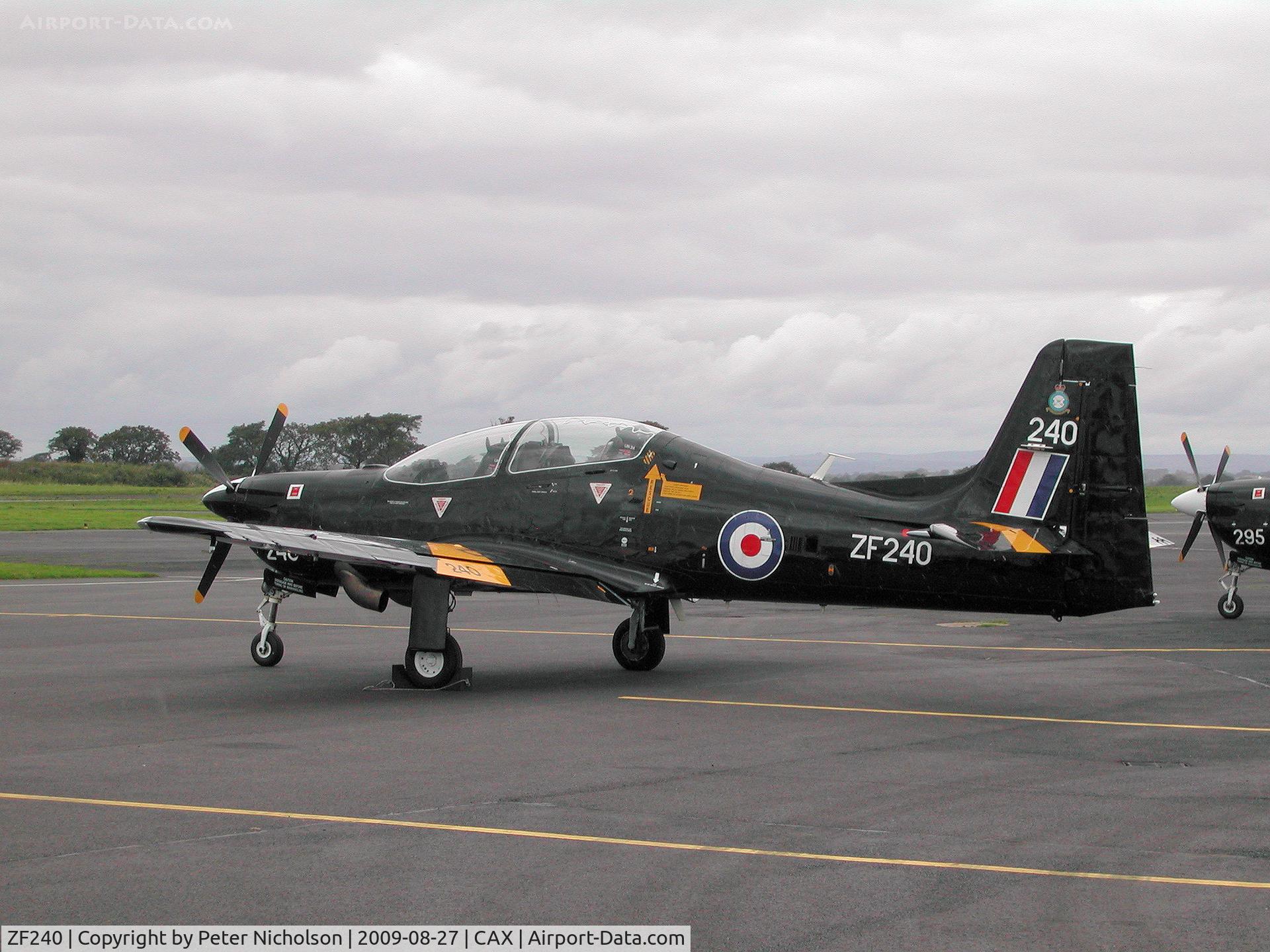 ZF240, 1990 Short S-312 Tucano T1 C/N S043/T40, Tucano T.1 of 1 Flying Training School at RAF Linton-on-Ouse on a visit to Carlisle in the Summer of 2009.