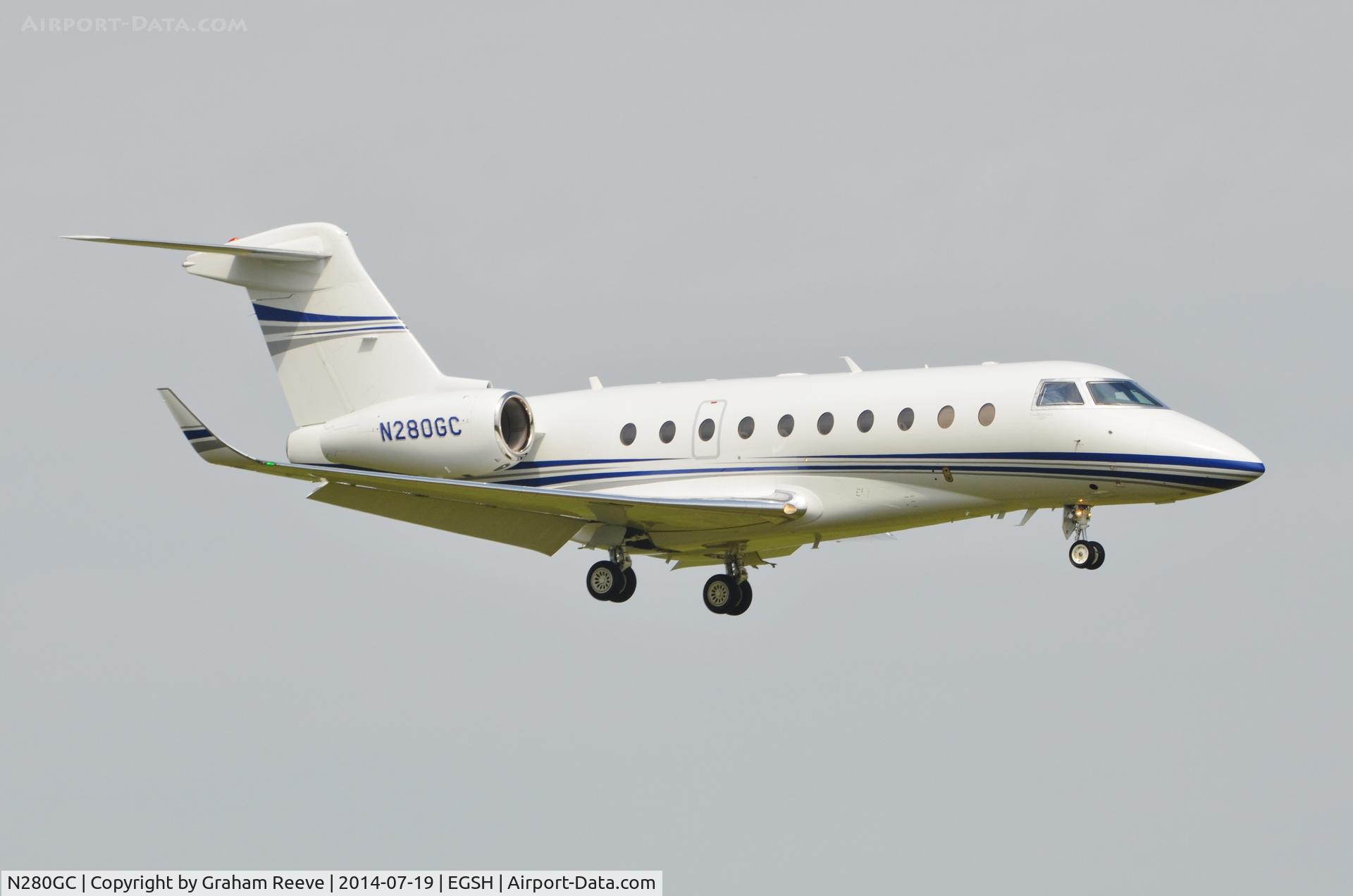 N280GC, 2012 Israel Aircraft Industries Gulfstream G280 C/N 2007, About to land on runway 