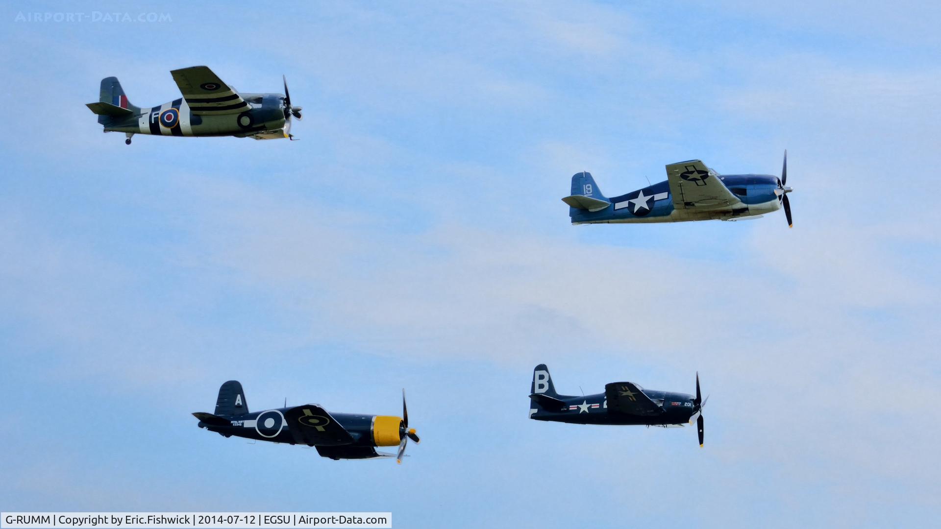G-RUMM, 1948 Grumman F8F-2 (G58) Bearcat C/N D.1088, 45. The Bearcat with Corsair, Hellcat and Wildcat - at The Flying Legends Air Show, IWM Duxford. July,2014.