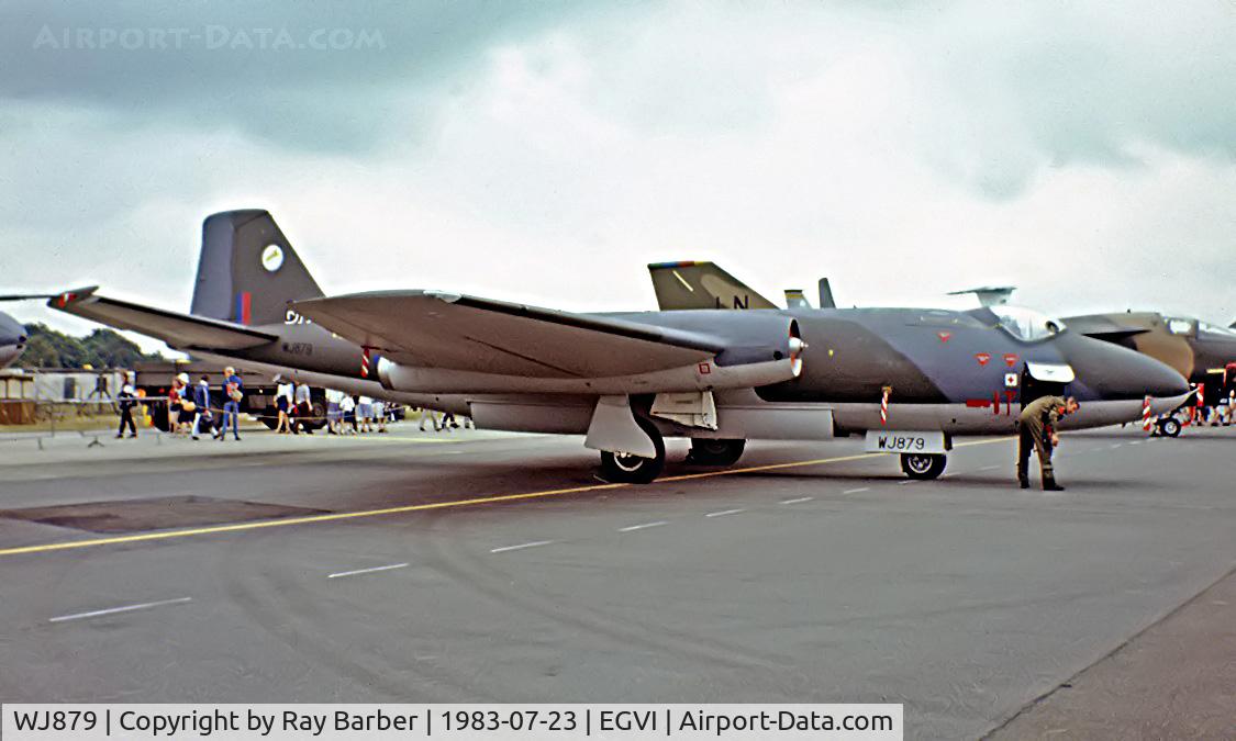 WJ879, 1955 English Electric Canberra T.4 C/N Not found WJ879, English Electric Canberra T.4 [71392] (Royal Air Force) RAF Greenham Common~G 23/07/1983. From a slide.