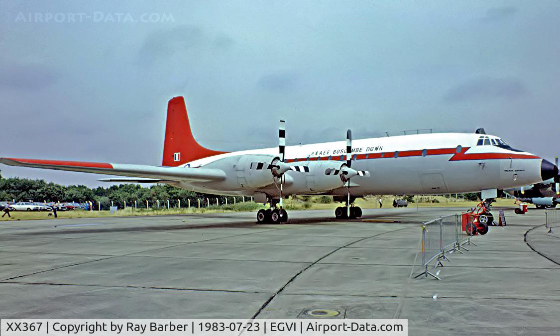 XX367, 1959 Bristol Britannia C.1 (175 Britannia 253F) C/N 13421, Bristol 175 Britannia 312F [13421] (Royal Air Force) RAF Greenham Common~G 23/07/1983